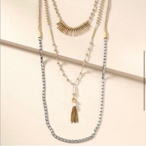 💜 Stella & Dot Riad Multi Strand Layering Necklace Versatile NIB - Picture 7 of 10